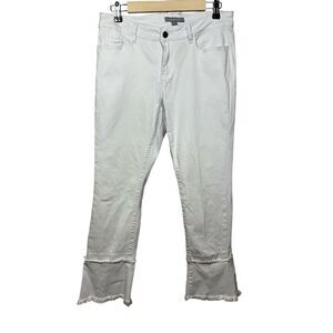 VIA RITINA Women's Tiered Frayed Hem Cropped Jeans White Size 8